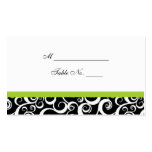 Wedding Damask Swirls Table Place Card in Green Business Cards