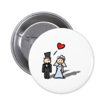 "Wedding Day" couple design Pinback Button