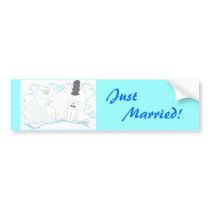 Wedding Doodle Kitties Just Married Bumper Sticker
