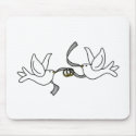 Wedding Doves with Rings Mousepad