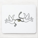 Wedding Doves with Rings Mousepad