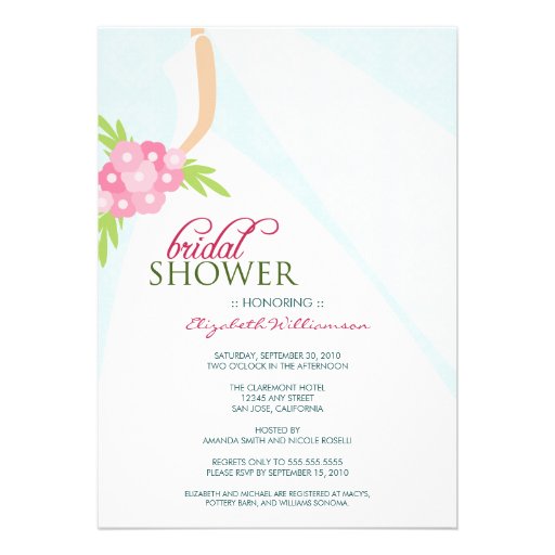 Wedding Dress_2 Bridal Shower Invitation (blue)
