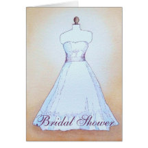 Wedding Dress Bridal Shower Invite Cards
