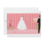 wedding dress pink stripe invitations