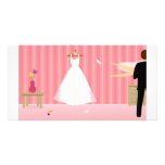 wedding dress pink stripe photo cards
