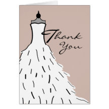 Wedding Dress Thank You - Custom Background Colour Greeting Cards