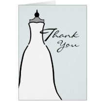 Wedding Dress Thank You - Custom Background Colour Greeting Card