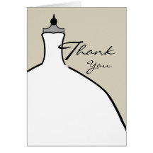 Wedding Dress Thank You - Custom Background Colour Greeting Cards