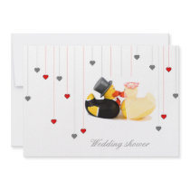 Wedding ducks and two hearts wedding invitation