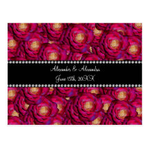 Wedding favors Maroon pink roses Postcards