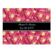 Wedding favors Pink roses Postcards