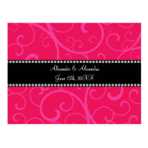 Wedding favors pink swirls post card