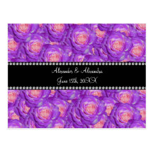 Wedding favors Purple roses Post Cards