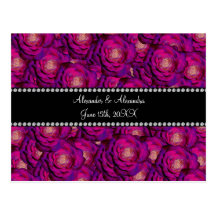 Wedding favors Purple roses Postcard