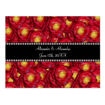 Wedding favors Red roses Postcard