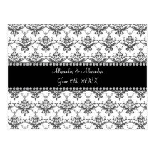 Wedding favors White damask Post Card