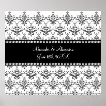 Wedding favors White damask Posters