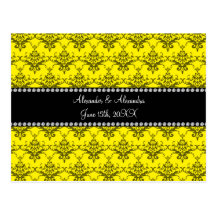 Wedding favors Yellow damask Postcard
