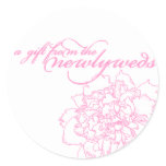 Wedding favour sticker pink peony