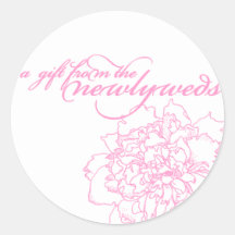Wedding favour sticker pink peony