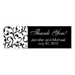 Wedding Favour Tag Black White Damask