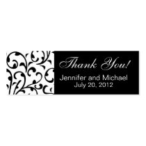 Wedding Favour Tag Black White Damask