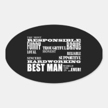 Wedding Favours Best & Greatest Best Men Qualities Oval Sticker