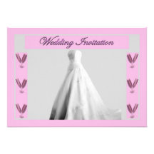 Wedding Gown Wine glasses Wedding Invitation