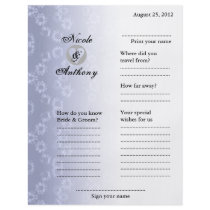 Wedding Guest Book Attended Vertical Blue Floral