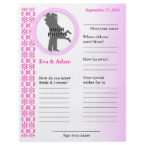 Wedding Guest Book Attended Vertical Classic Pink