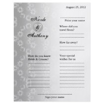Wedding Guest Book Attended Vertical Grey Floral