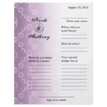 Wedding Guest Book Attended Vertical Pink Floral