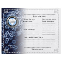 Wedding Guest Book Horizontal Blue Floral