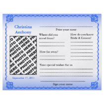 Wedding Guest Book Horizontal Classic Blue