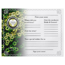 Wedding Guest Book Horizontal Green Floral