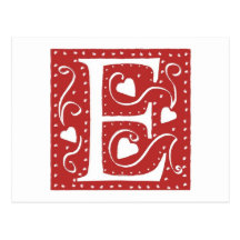 Wedding Hearts Letter E Post Card
