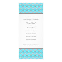 Wedding Invitation Blue & White Lattice