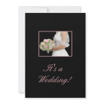 wedding invitation bride with bouquet on black