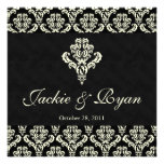 Wedding Invitation Chandelier Black Cream Damask