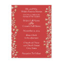 Wedding Invitation Deep Rose Swirls and Flowers postcards