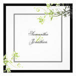 Wedding Invitation Green & White Elegant Floral