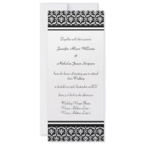 Wedding Invitation in Stylish Black & White Damask