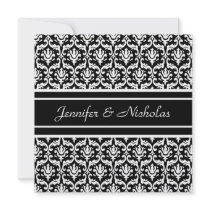 Wedding Invitation in Stylish Black & White Damask