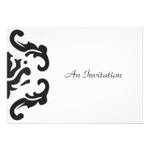 Wedding Invitation in Stylish Black & White Damask