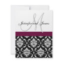 Wedding Invitation Monogram Burgundy Black Damask