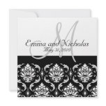 Wedding Invitation Monogram Damask Back View