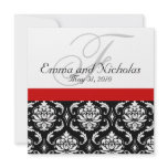 Wedding Invitation Monogram Damask Red Back View