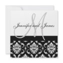 Wedding Invitation Monogram Names Black Damask