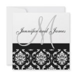 Wedding Invitation Monogram Names Black Damask