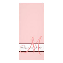 Wedding Invitation Monogram Names Pink and Brown